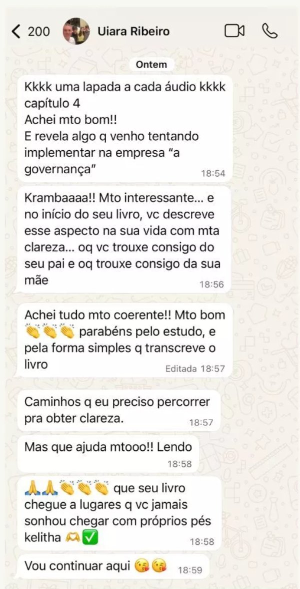 Feedback sobre o livro via WhatsApp